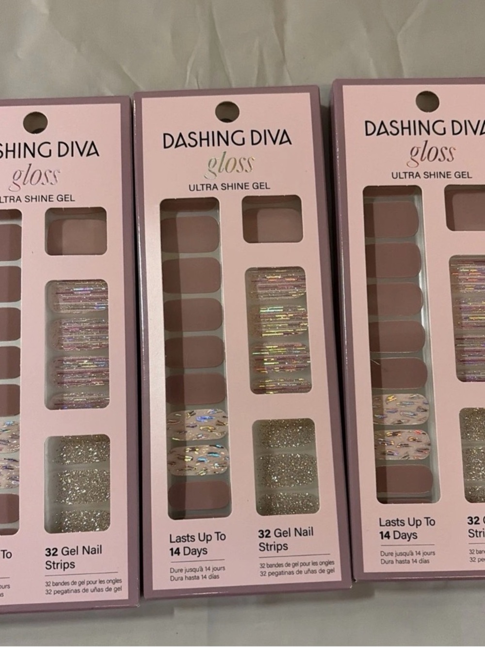 Gloss Ultra Shine Gel Nail Strips - Pink. After Glow. 3 x 32 gel nail strips